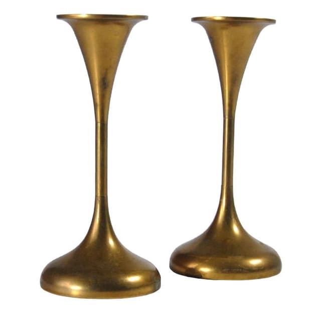 Para świeczników Cawa, mosiądz złoty, Dania, lata 60. - WYMIARY