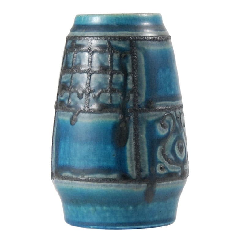 Wazon, ceramika niebieski czarny, Bay Keramik, Niemcy, lata 60. - 317940