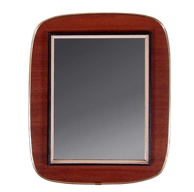 Lustro ścienne, mid-century modern, drewno brązowe, metal złoty, Niemcy, lata 60. - 317920