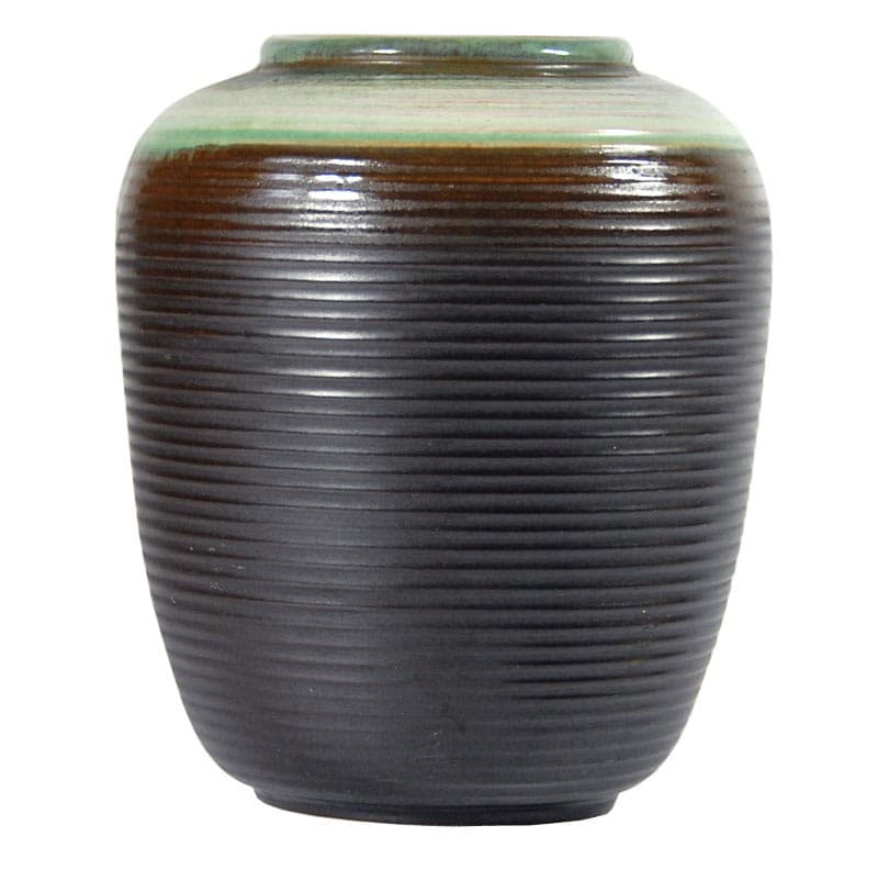 Wazon ceramiczny, czarny, brązowy, zielony, Belgia, lata 60. - 317792