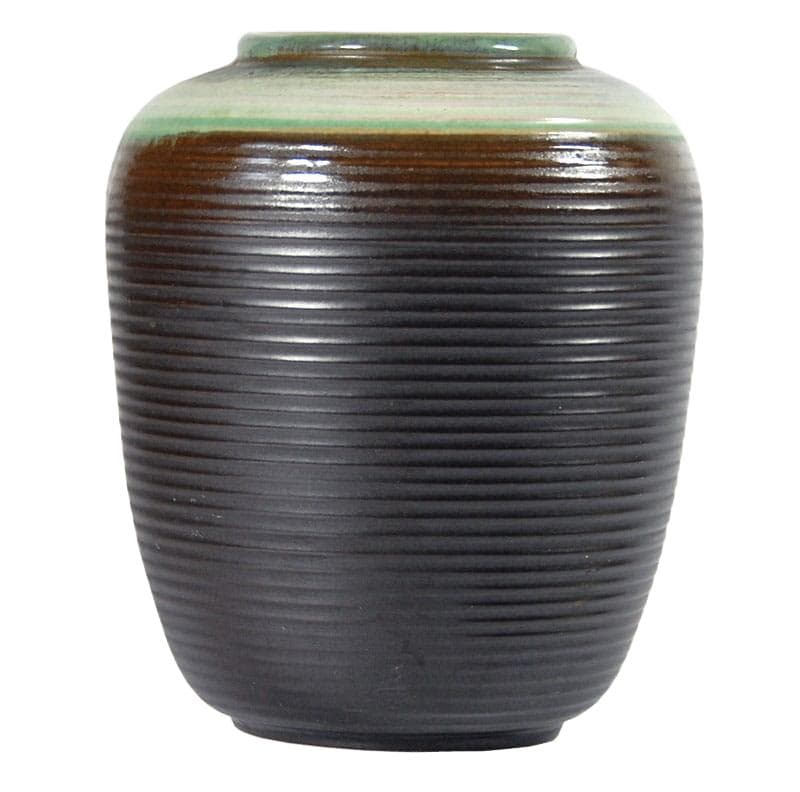 Wazon ceramiczny, czarny, brązowy, zielony, Belgia, lata 60.