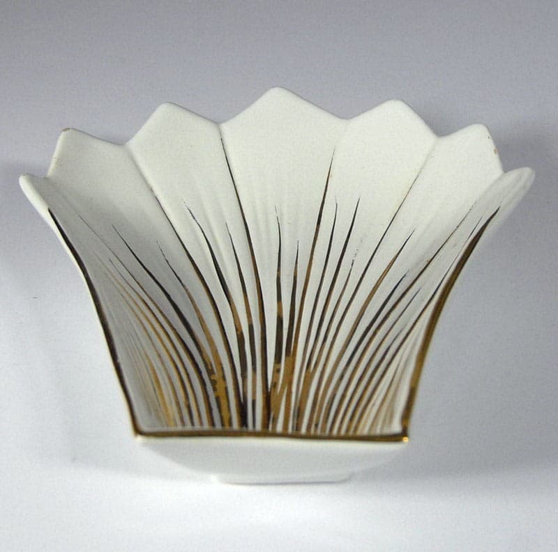 Patera ceramiczna biała, złocona, Włochy, lata 50. - 317767