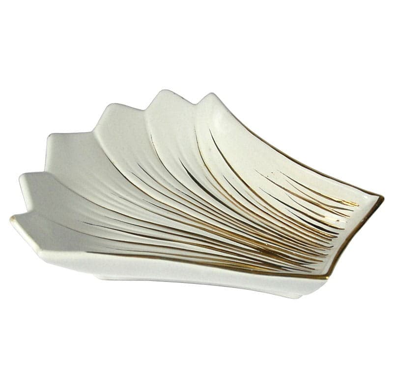 Patera ceramiczna biała, złocona, Włochy, lata 50. - 317768
