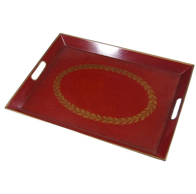 Taca klasyczna, burgundowa czerwień złoto, metal, Francja, lata 60.