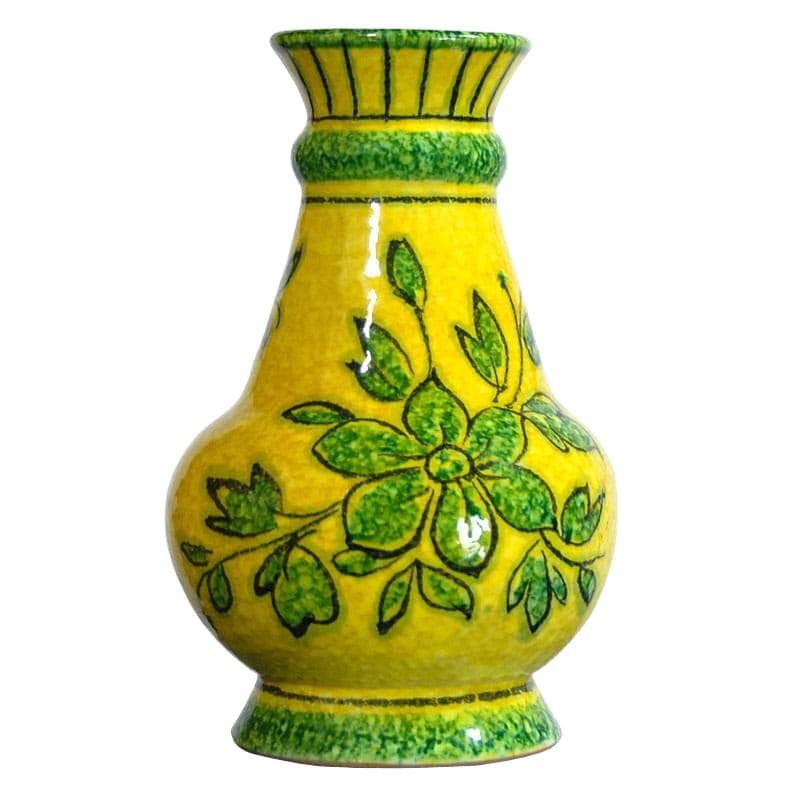 Wazon ceramiczny żółty, akcenty zielone i czarne, Fratelli Fanciullacci, Włochy, lata 60.