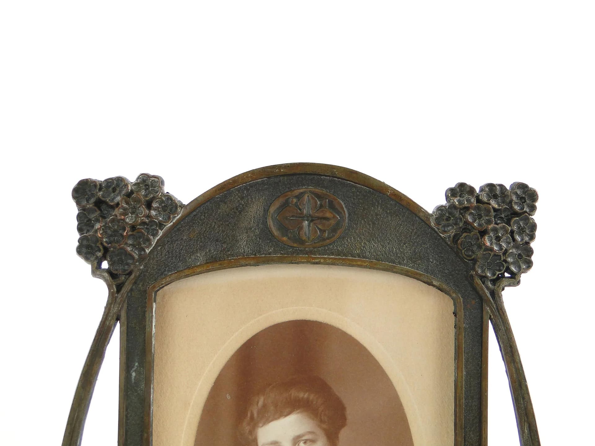 Art Nouveau Photo Frame, dark brown metal, Austria, 1900s - 23621