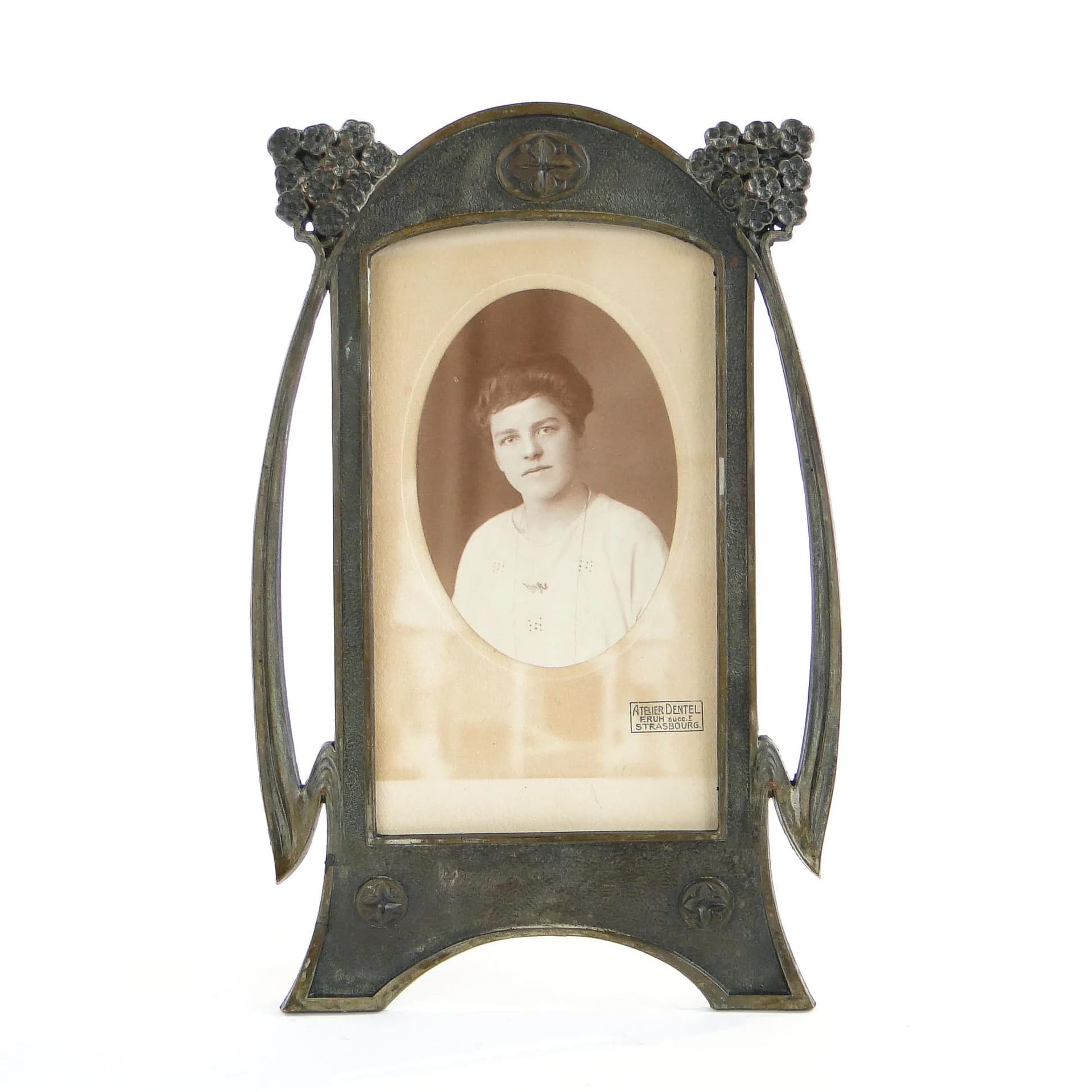 Art Nouveau Photo Frame, dark brown metal, Austria, 1900s - 23620
