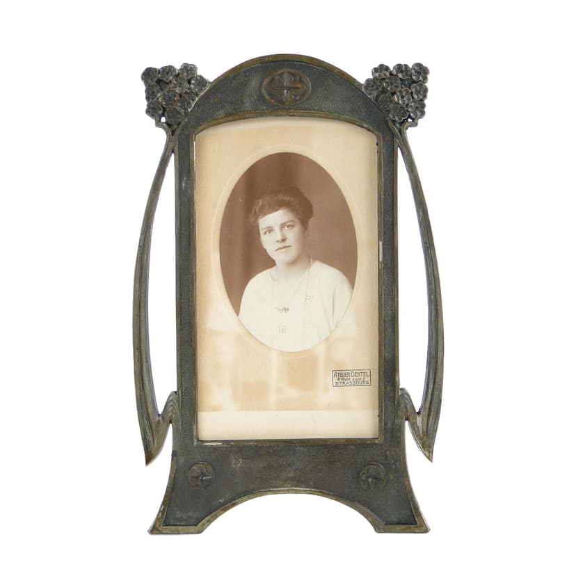 Art Nouveau Photo Frame, dark brown metal, Austria, 1900s