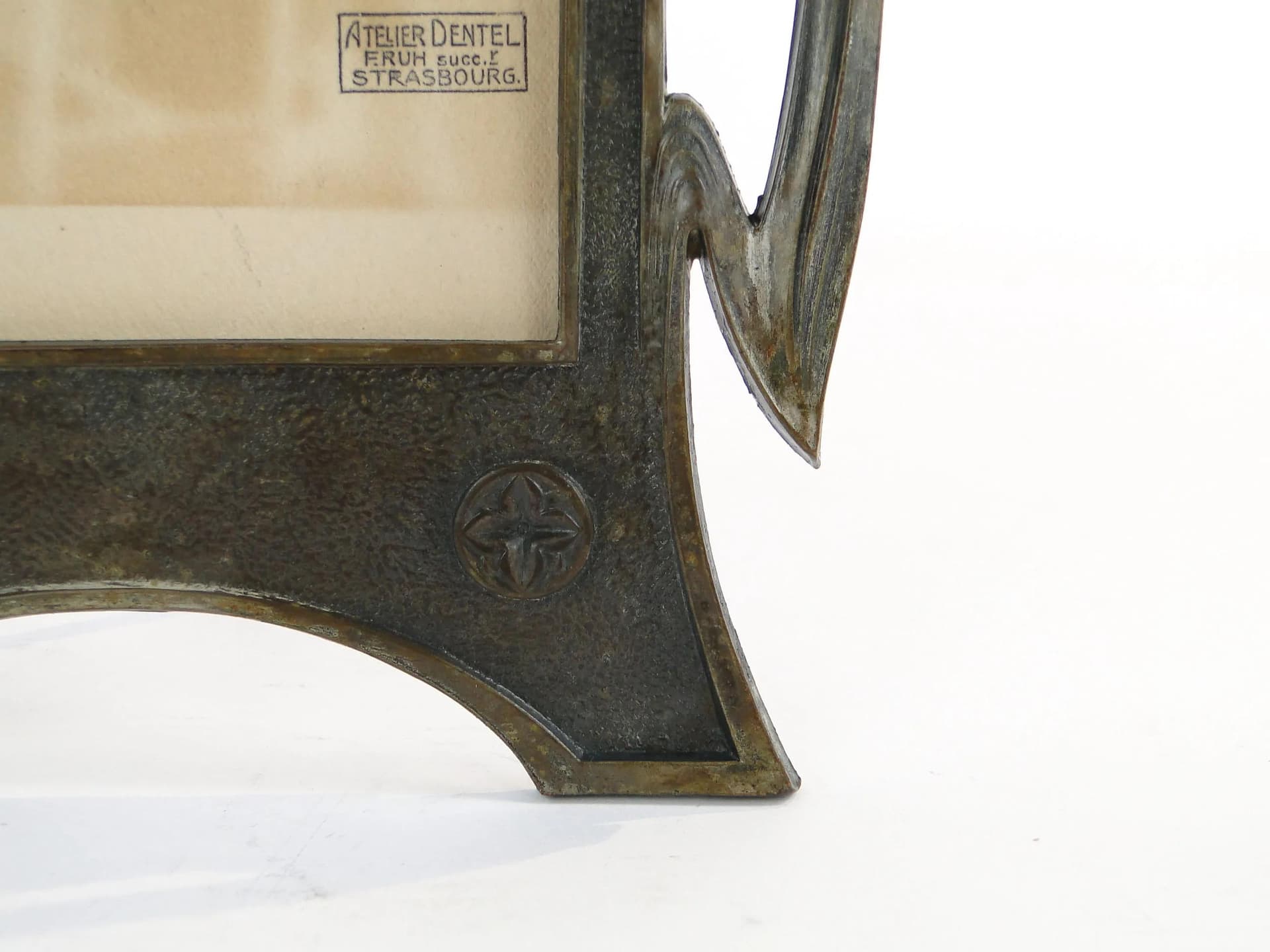 Art Nouveau Photo Frame, dark brown metal, Austria, 1900s - 23625