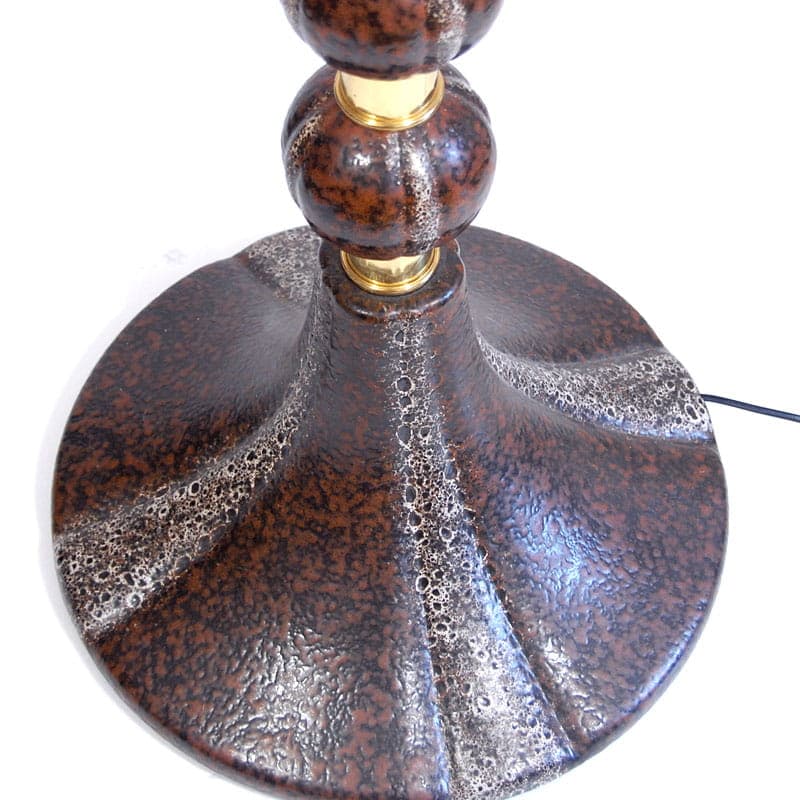 Floor lamp Pan, brown ceramic, gold metal, beige cotton, Goebel, Germany, 1970s. - 317571