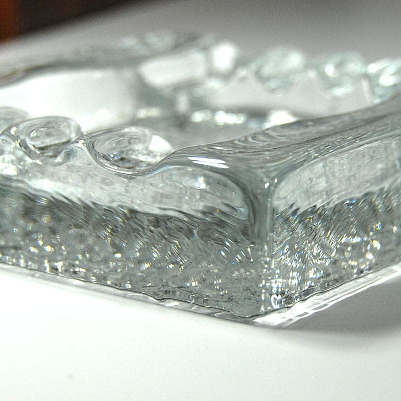 Popielnica duża, szkło transparentne niebieskie, Pukeberg, Szwecja, lata 70. - 317562