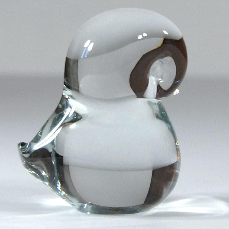 Bird figurine, transparent white crystal glass, FM Konstglas/Ronneby, Sweden, 1970s. - 317559