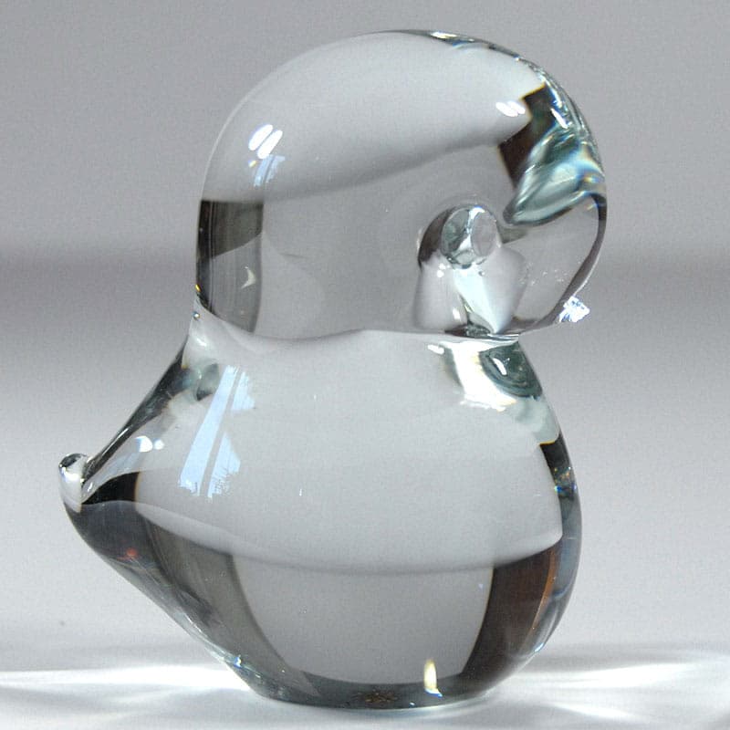 Bird figurine, transparent white crystal glass, FM Konstglas/Ronneby, Sweden, 1970s. - 317558