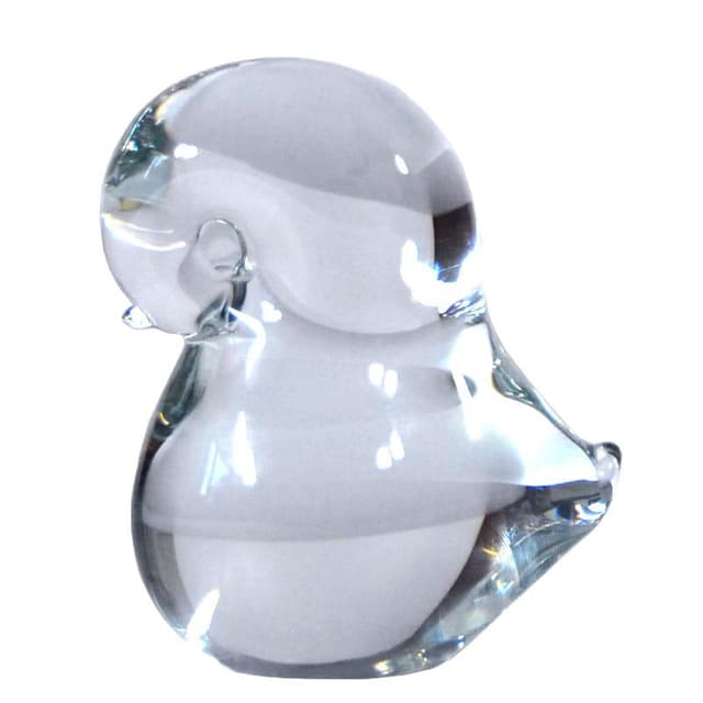 Bird figurine, transparent white crystal glass, FM Konstglas/Ronneby, Sweden, 1970s. - DIMENSION