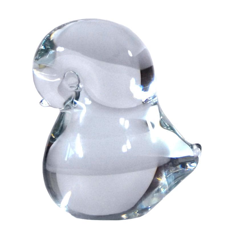 Bird figurine, transparent white crystal glass, FM Konstglas/Ronneby, Sweden, 1970s.