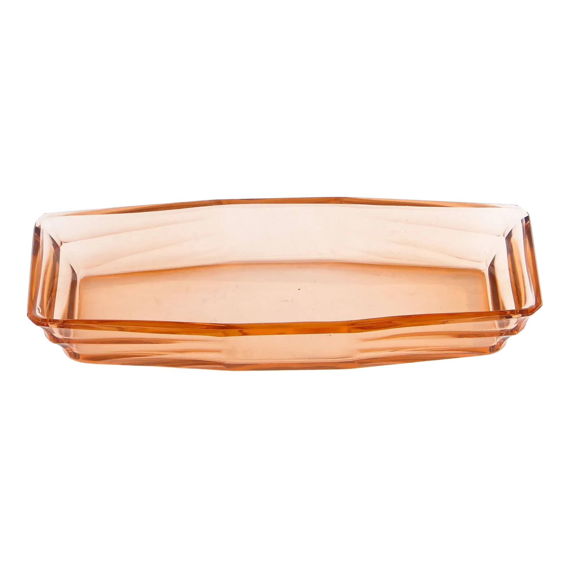 Jewelry Tray Art Deco, orange crystal, Ludwik Moser & Sohne, Czech Republic, 1930s