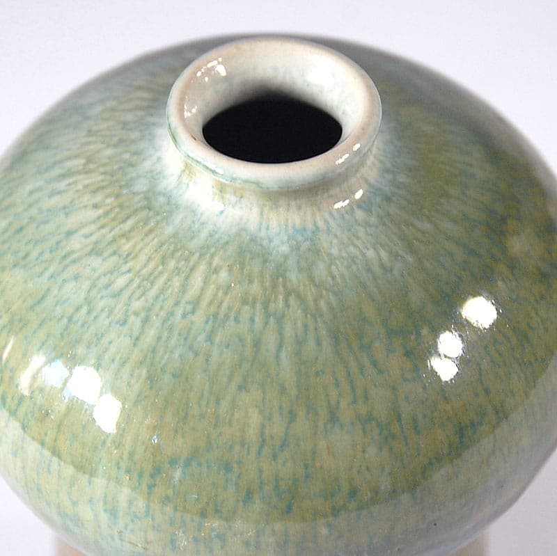 Wazon ceramiczny brązowy, szkliwo zielony niebieski, lata 60. - 317527