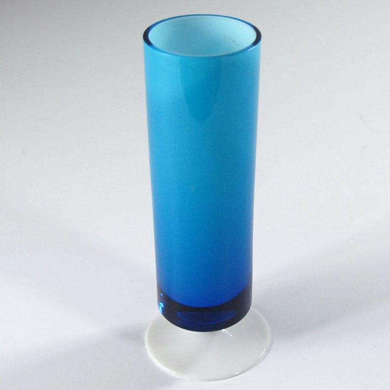 Flakon mid-century modern, niebieski biały, szkło, Niemcy, lata 70. - 317502