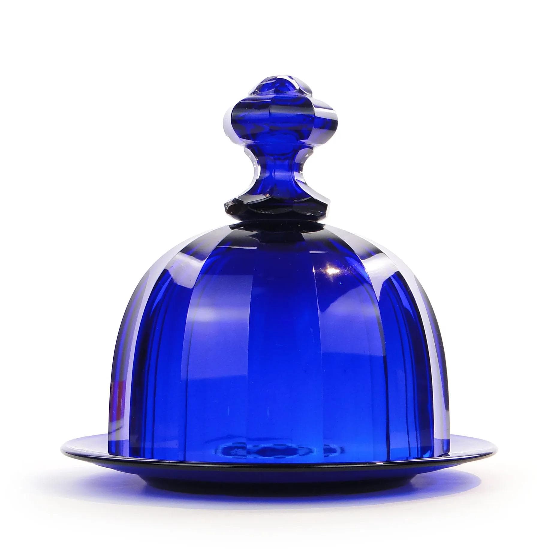 Klosz do potraw, kryształ indygo, proj. S. Haertl, Polska, lata 40. - 23606