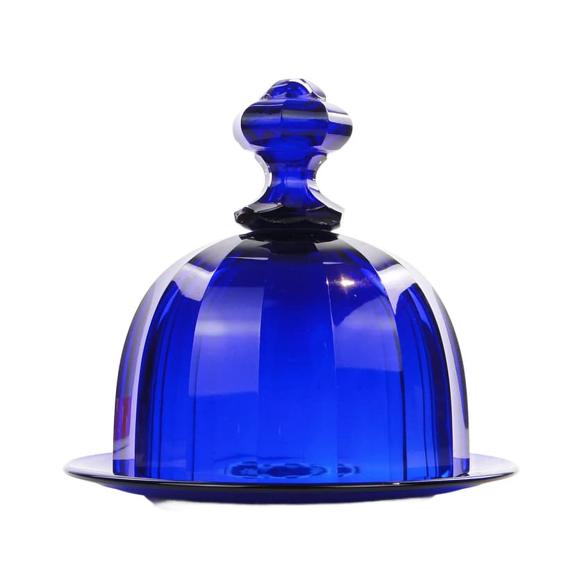 Dish cover, indigo crystal, by S. Haertl, Poland, 1940s.