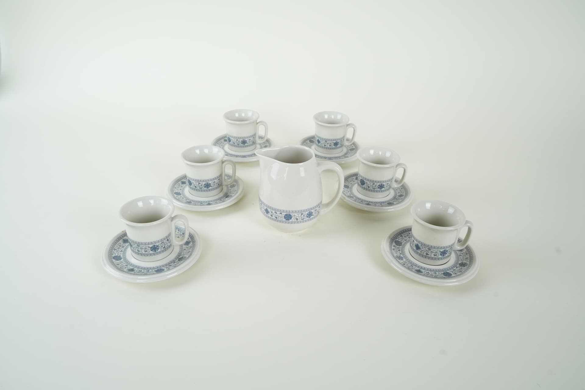 Komplet dzbanek i filiżanki, biały, porcelana, Włochy, lata 70. - 318410