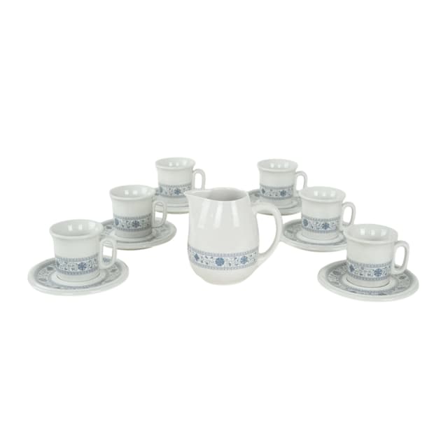 Komplet dzbanek i filiżanki, biały, porcelana, Włochy, lata 70. - WYMIARY