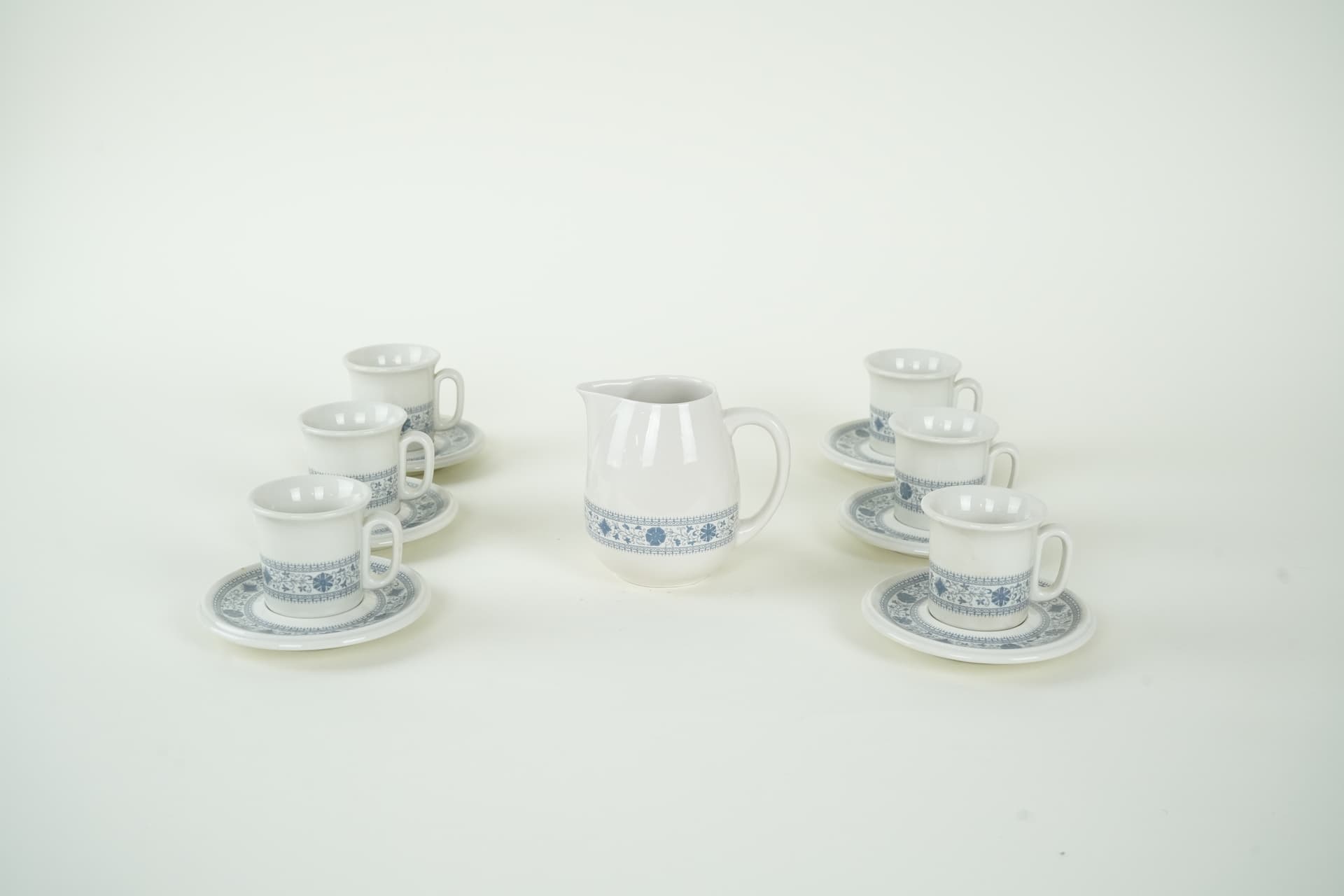 Komplet dzbanek i filiżanki, biały, porcelana, Włochy, lata 70. - 318408