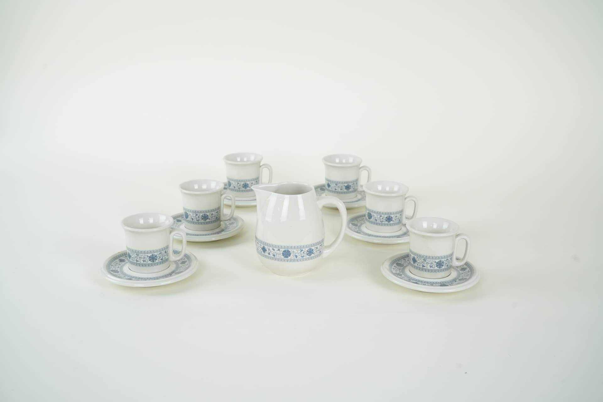 Komplet dzbanek i filiżanki, biały, porcelana, Włochy, lata 70. - 318409
