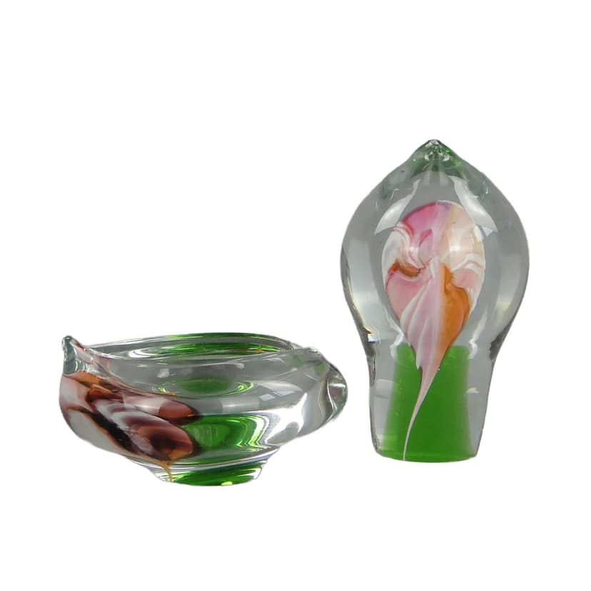 Set of glass forms, multicolor, glass, by J. Suhajek, Czechoslovakia, 1970s.