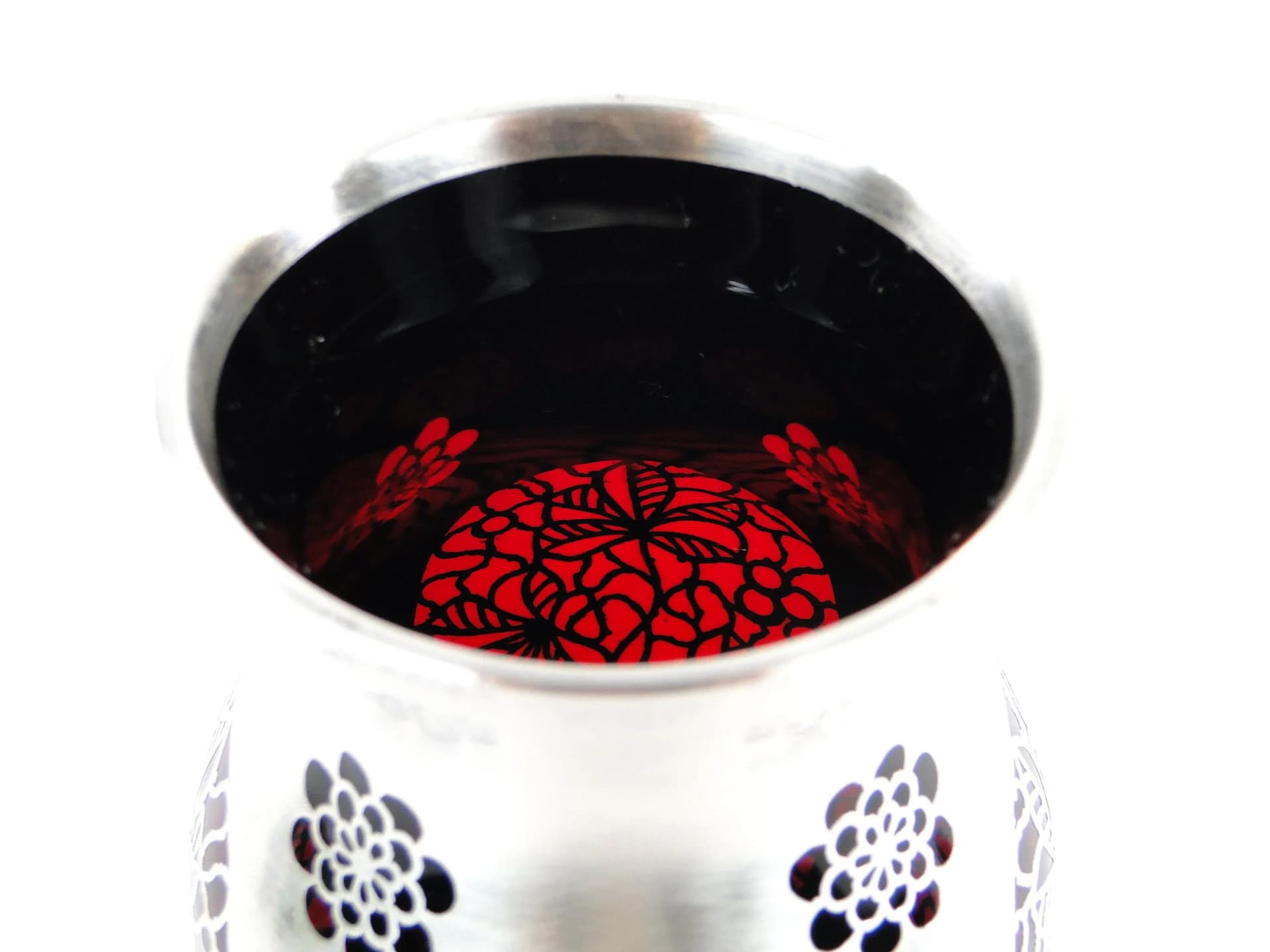 Wazon Art déco, szkło rubinowe, srebro, Polska, lata 20. - 23587