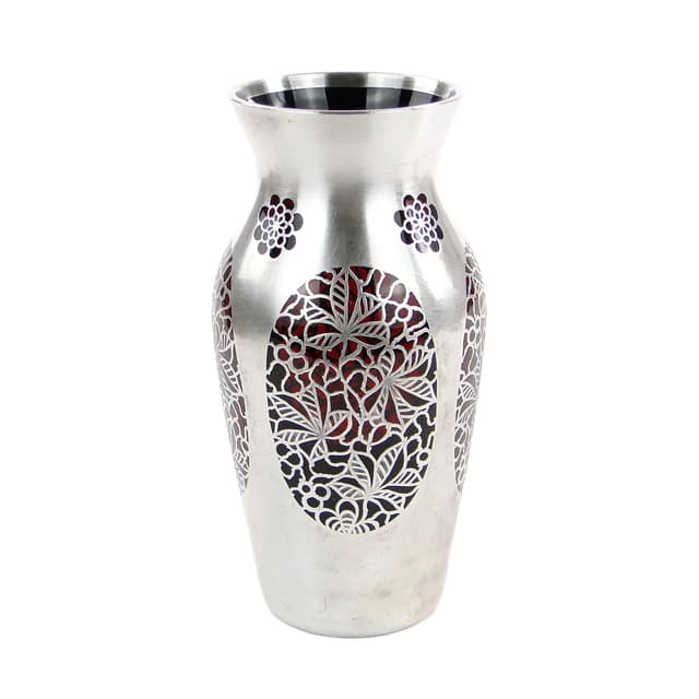Wazon Art déco, szkło rubinowe, srebro, Polska, lata 20. - WYMIARY