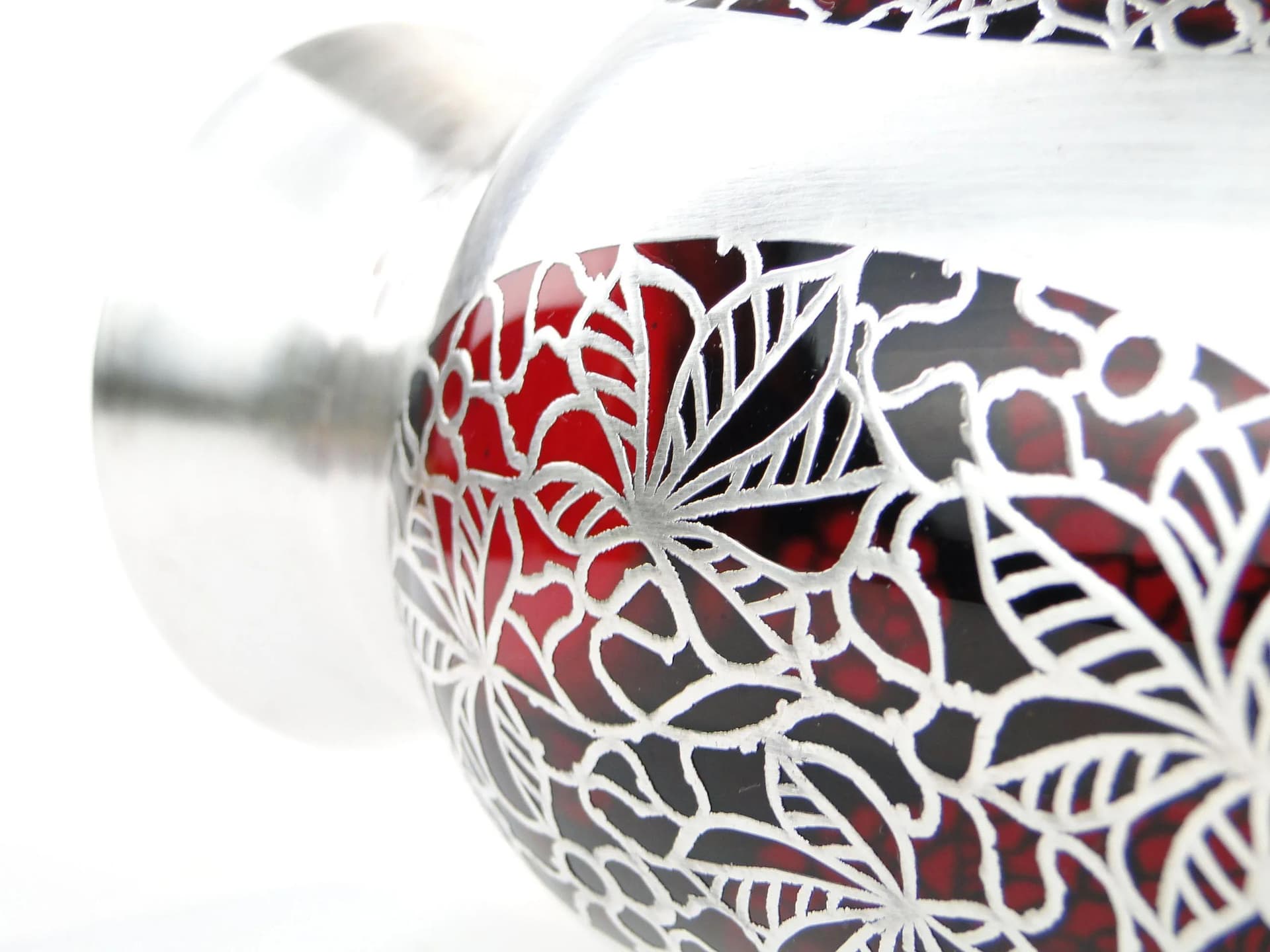 Wazon Art déco, szkło rubinowe, srebro, Polska, lata 20. - 23591