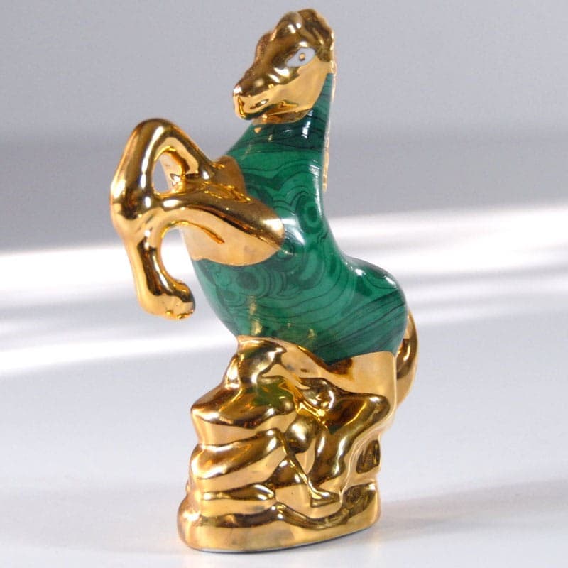Horse figurine, green, gold, porcelain, Spain, 1970s. - 318866