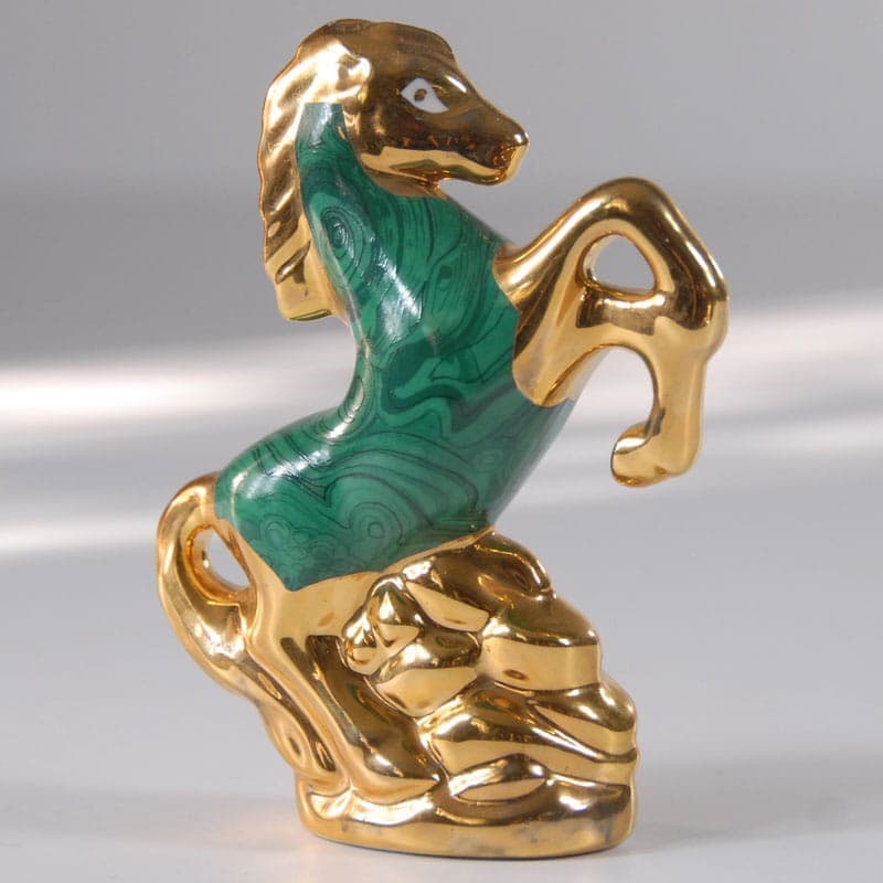 Horse figurine, green, gold, porcelain, Spain, 1970s. - 318865