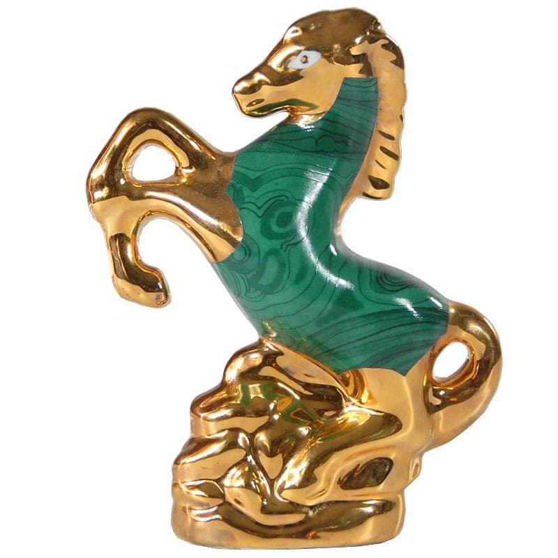Horse figurine, green, gold, porcelain, Spain, 1970s. - 318867