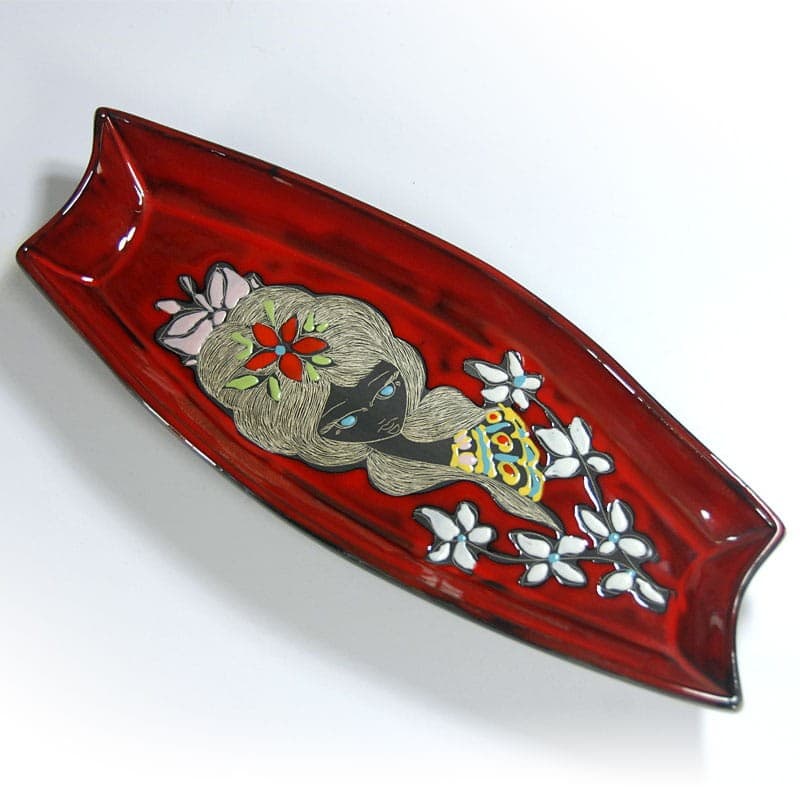 Patera sgraffito, ceramika czerwona, Włochy, lata 50. - 318849