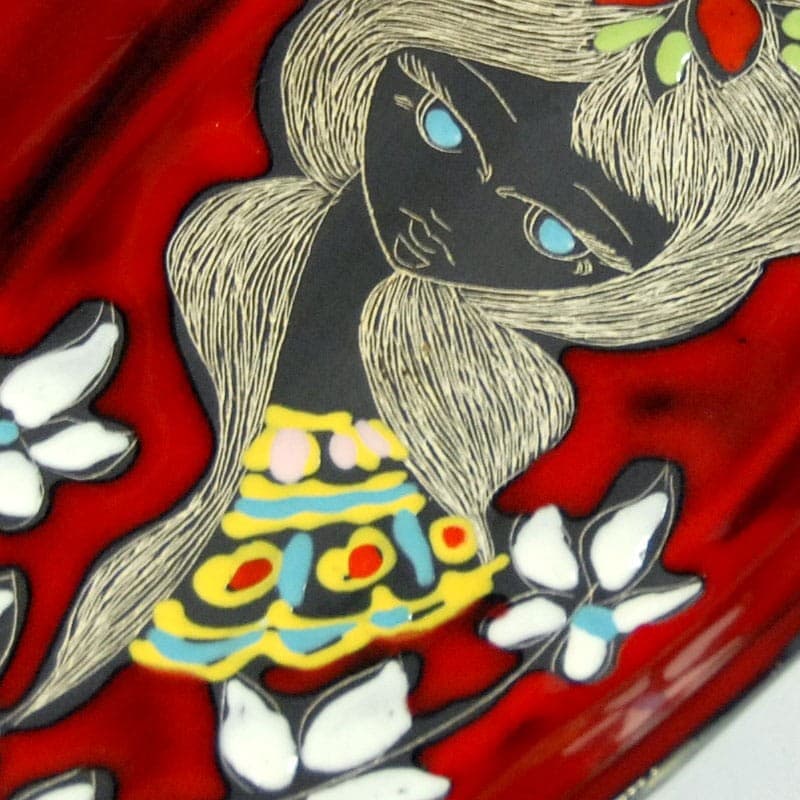Patera sgraffito, ceramika czerwona, Włochy, lata 50. - 318850