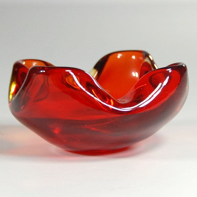 Patera Murano, szkło czerwony, Włochy, lata 60. - 318837