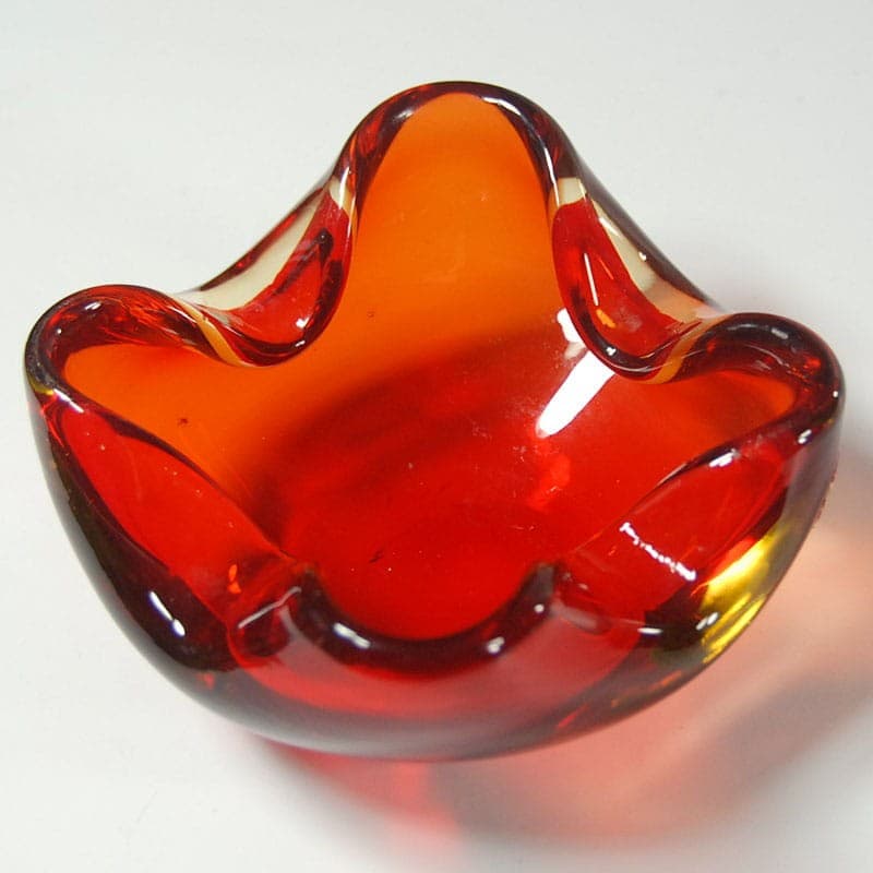 Patera Murano, szkło czerwony, Włochy, lata 60. - 318838