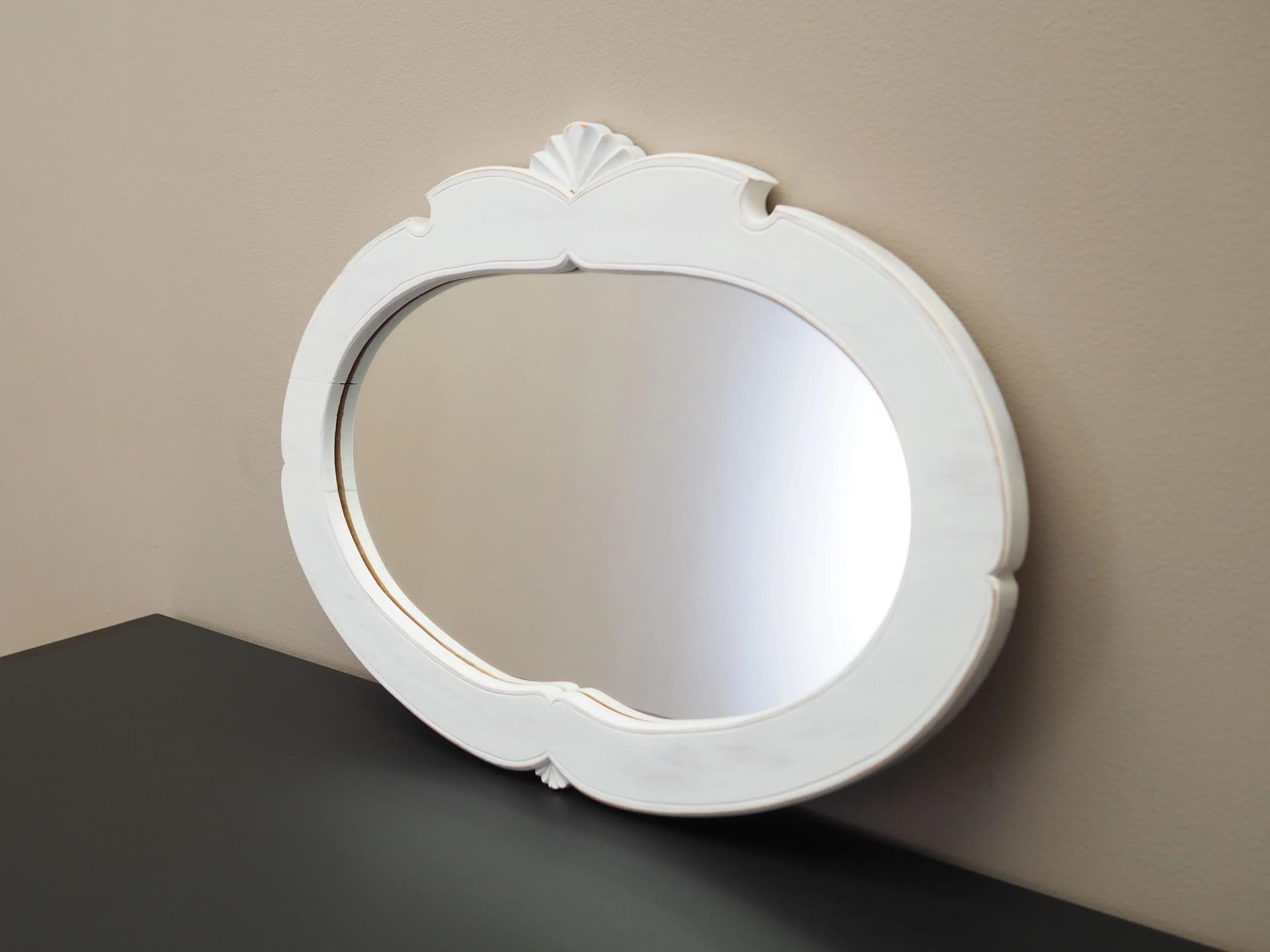 Wall Mirror Rococo, white pine, Denmark, 1960s - 23708