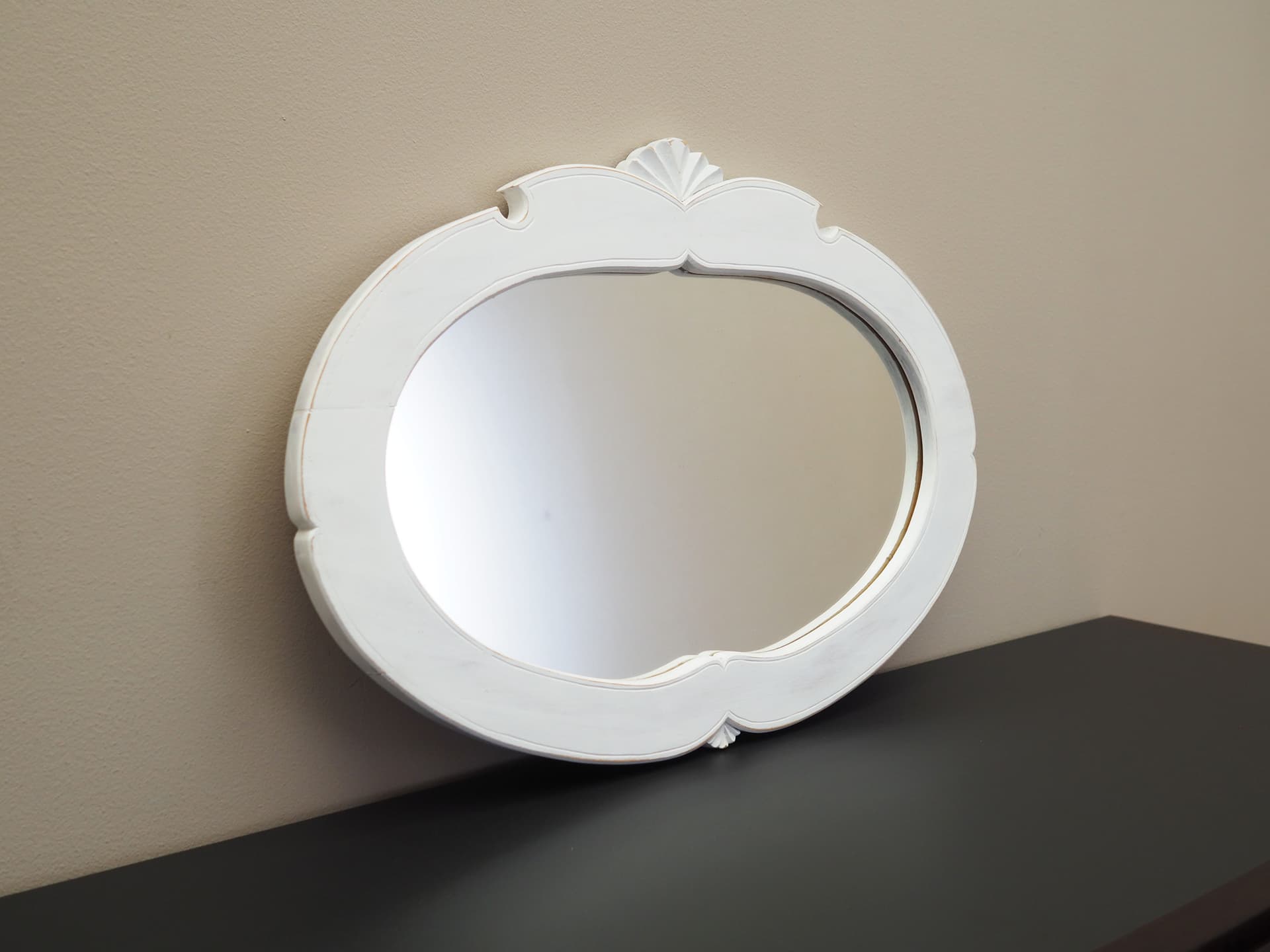 Wall Mirror Rococo, white pine, Denmark, 1960s - 66433