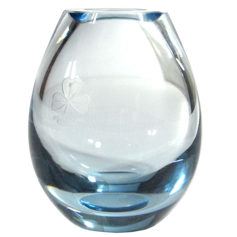 Wazon, szkło kryształowe niebieskie transparentne, proj. P. Lütken, Holmegaard, Dania, lata 60. - 318803