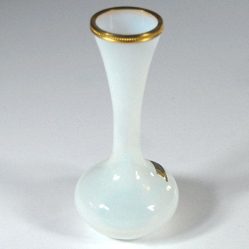 Wazon Murano, szkło białe, złocony metal, proj. V. Nason, Włochy, lata 50. - 318793
