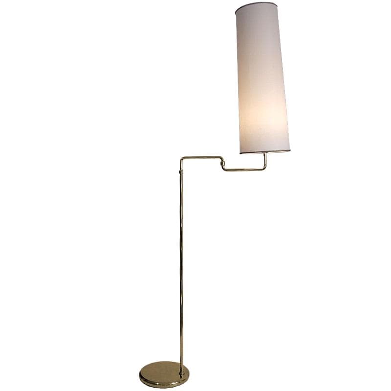 Floor lamp, gold metal, white cotton, Denmark, 1970s.