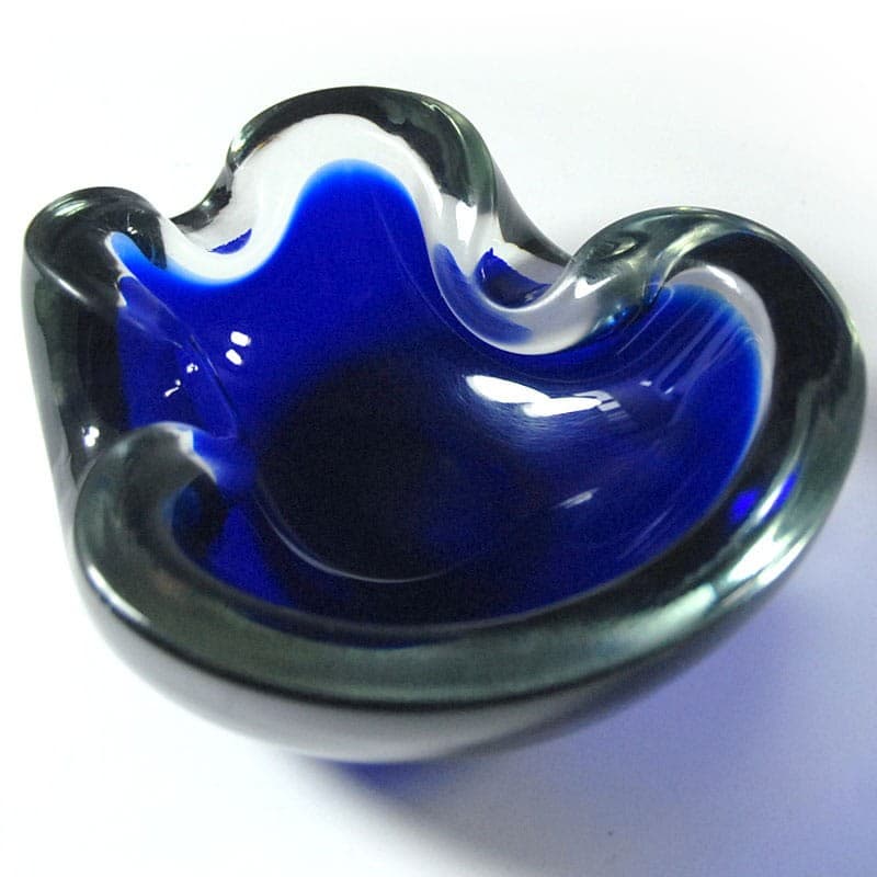 Paterka dekoracyjna Murano, niebieski transparent, kryształ, Włochy, lata 70. - 318722