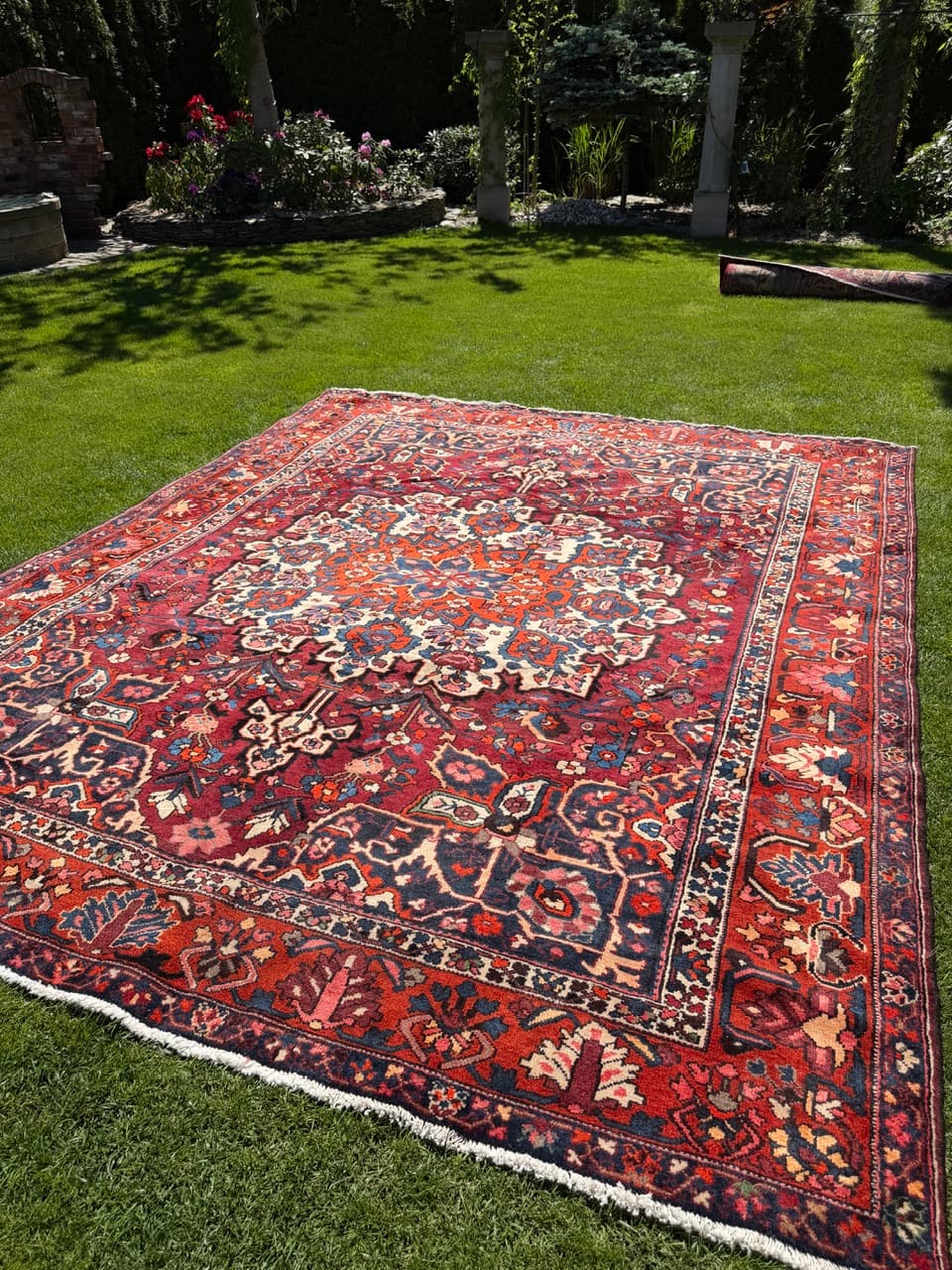 Rug Bahtiari 385x315 cm, red multicolor wool, Iran - 318426