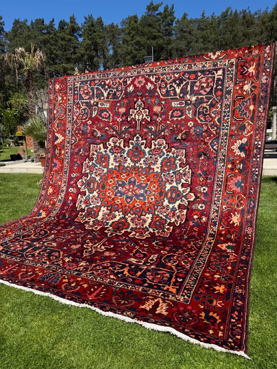 Rug Bahtiari 385x315 cm, red multicolor wool, Iran - 318418