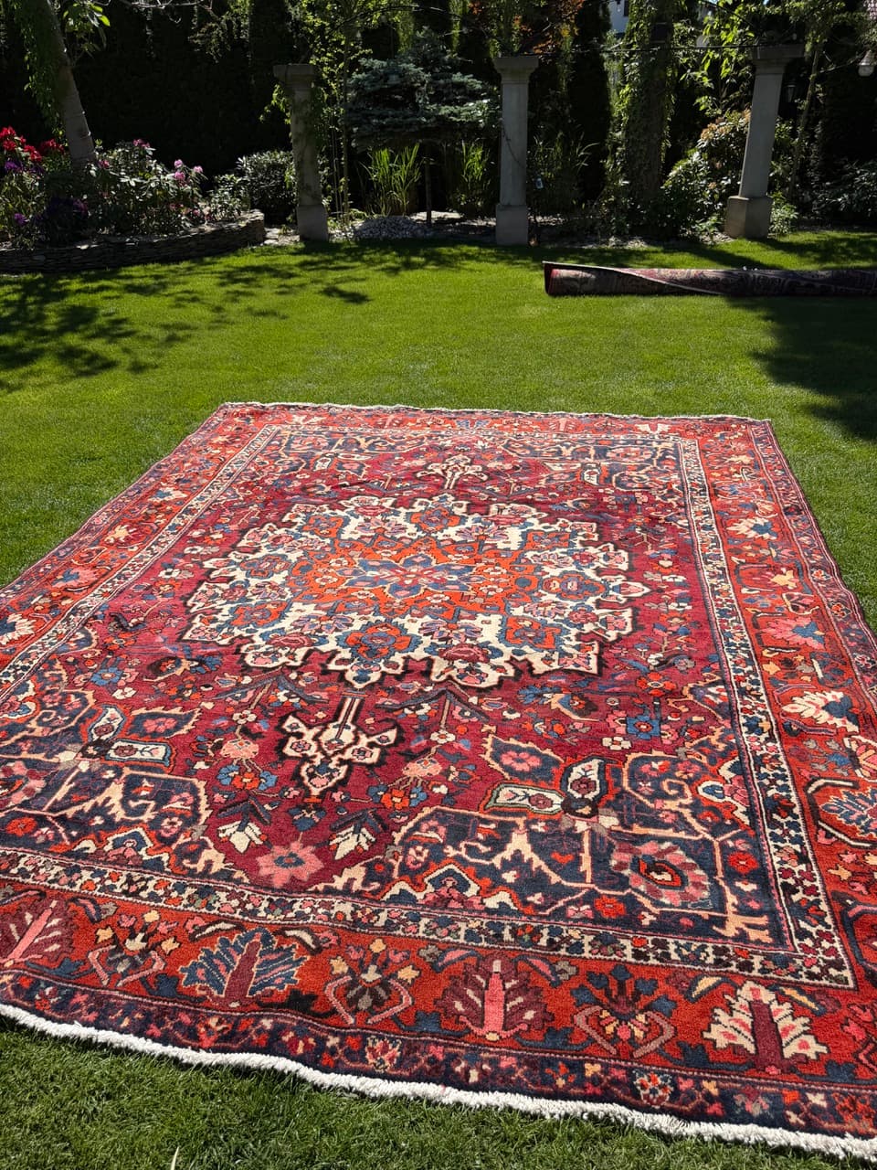 Rug Bahtiari 385x315 cm, red multicolor wool, Iran - 318428