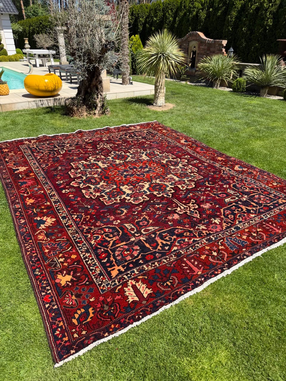 Rug Bahtiari 385x315 cm, red multicolor wool, Iran - 318425