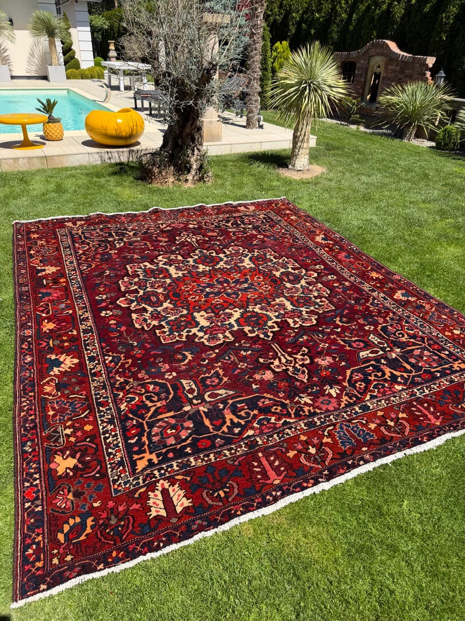 Rug Bahtiari 385x315 cm, red multicolor wool, Iran - 318427